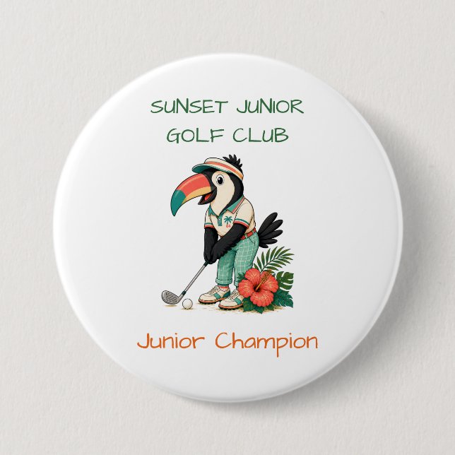 Personalisierter süßer Tukan Junior Golfschläger Button (Vorderseite)