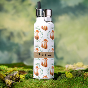 Personalisierter Süßer Wald Fuchs Kinder Schule Trinkflasche