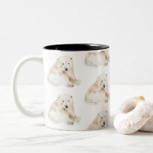 Personalisierter süßer Weihnachts-Eisbär Zweifarbige Tasse