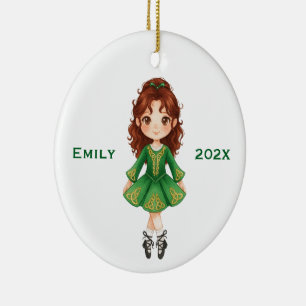 Personalisierter süßer Weihnachts-Irische-Mädchen- Keramik Ornament