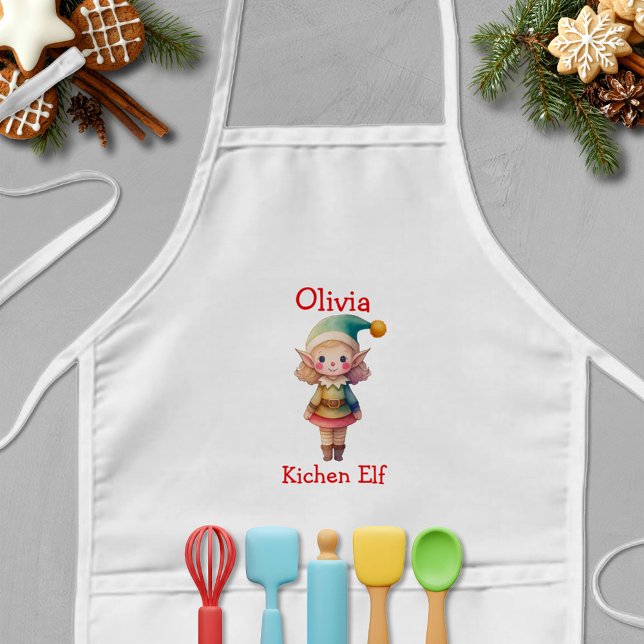 Personalisierter süßer Weihnachtself Kinderschürze (Von Creator hochgeladen)