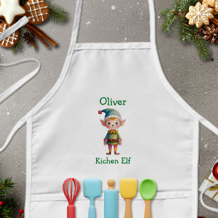 Personalisierter süßer Weihnachtself Kinderschürze