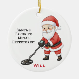 Personalisierter süßer Weihnachtsmann beim Metalld Keramik Ornament