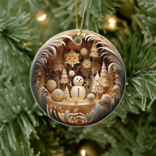 Personalisierter süßer Winter-Schneemann Weihnacht Keramik Ornament