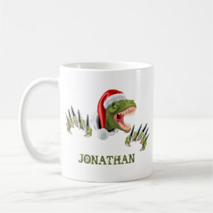 Personalisierter T-Rex Weihnachtsmann Dinosaurier  Kaffeetasse