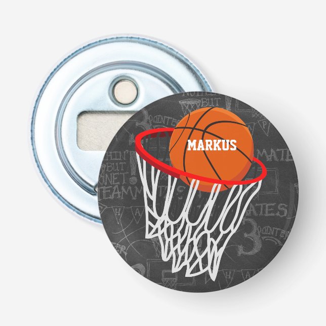Personalisierter Tafel-Basketball und Band Flaschenöffner (Vorderseite)