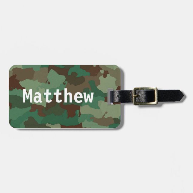 Personalisierter Tag der grünen Camouflage Gepäckanhänger (Vorderseite horizontal)