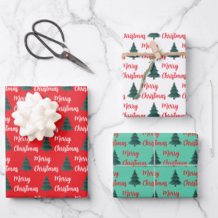 Personalisierter Tannenbaum & Frohe Weihnachten  Geschenkpapier Set