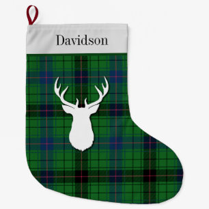 Personalisierter Tartan Clan Davidson Grün Kariert Großer Weihnachtsstrumpf