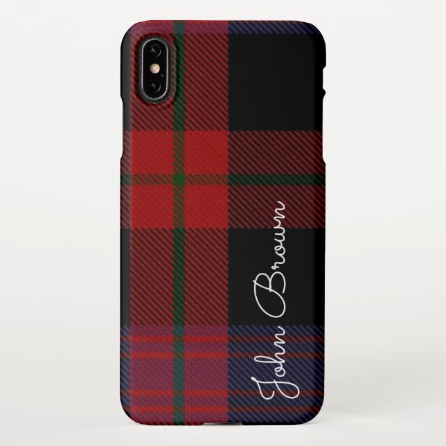 Personalisierter TARTAN Karierter handschriftliche iPhone Hülle (Rückseite)