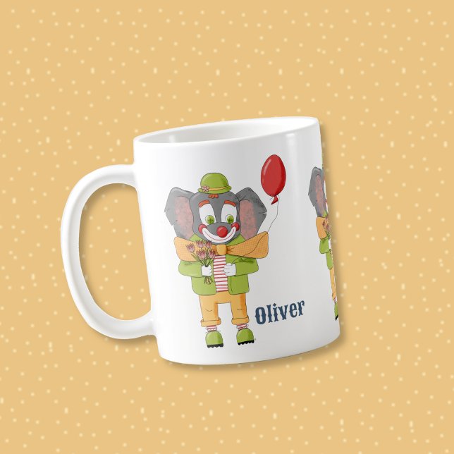 Personalisierter Tasse Elefant Clown Kind (Cute elephant clown kid personalized drinkware .)