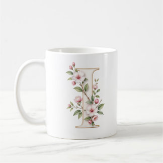 Personalisierter Tasse Florale Buchstabe I Zarte B