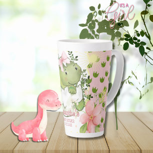 Personalisierter Tasse Geschenk mit rosa Dino-Fußa