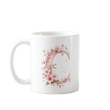 Personalisierter Tasse mit floralem Buchstaben C K