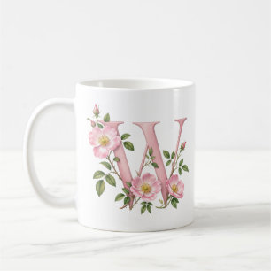 Personalisierter Tasse mit floralem Buchstaben W W