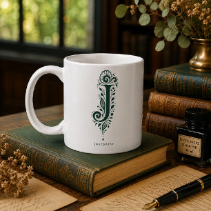 Personalisierter Tasse mit Linolschnitt-Buchstabe 