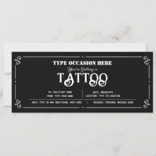 Personalisierter Tattoo-Geschenkgutschein URKUNDE Einladung