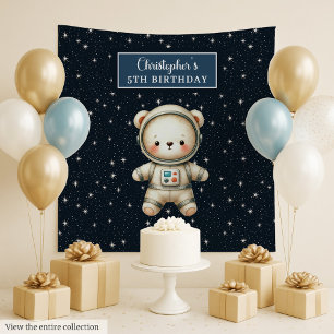 Personalisierter Teddy Astronaut Junge Geburtstags Wandteppich