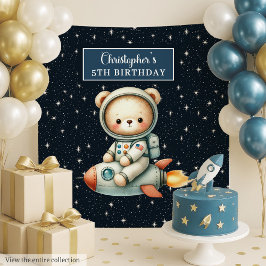 Personalisierter Teddy Astronaut Junge Geburtstags Wandteppich