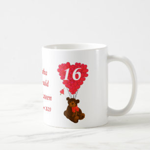 Personalisierter Teddybär 16. Geburtstag Kaffeetasse