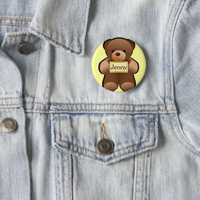 Personalisierter Teddybär Button Pin (Beispiel)