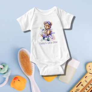 Personalisierter Teddybär-Flugzeug-Baby-Jungen-Ges Baby Strampler