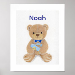 Personalisierter Teddybär für Babyjungen-Nursery Poster