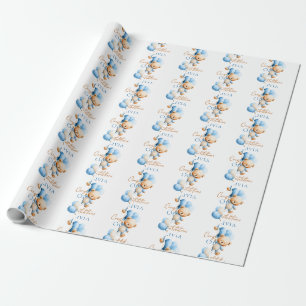 Personalisierter Teddybär Jungen-Baby-Party Geschenkpapier