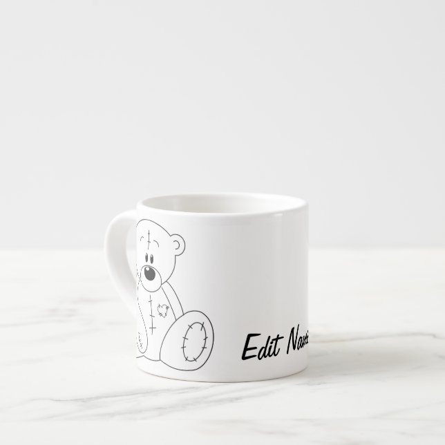 Personalisierter Teddybär-Kaffeebecher Espressotasse (Vorderseite Links)