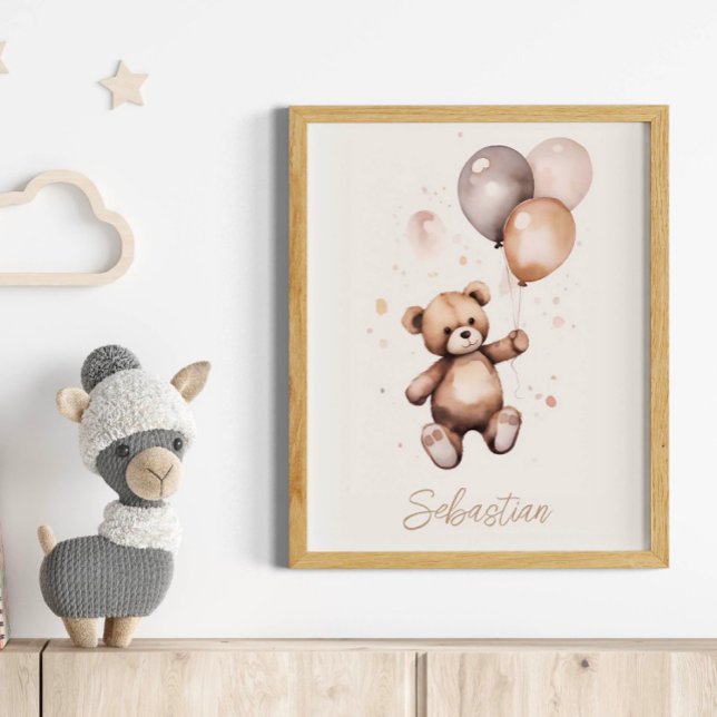 Personalisierter Teddybär mit Balloons-Kinderzimme Poster (Von Creator hochgeladen)