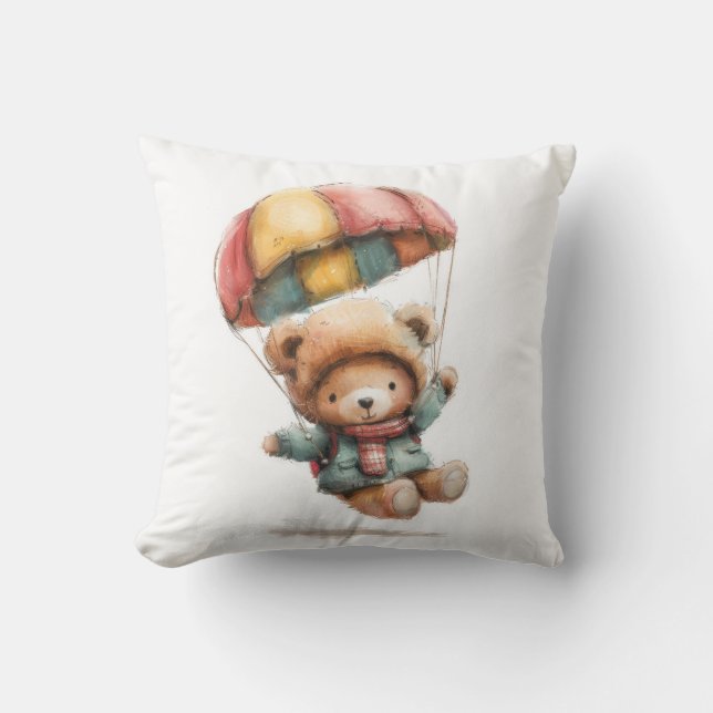 Personalisierter Teddybär mit Fallschirmkissen Kissen (Vorderseite)