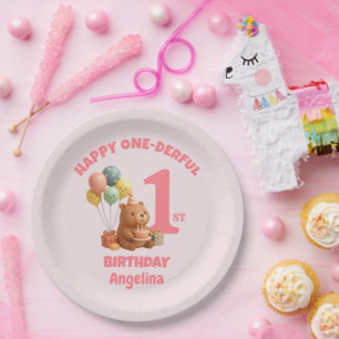 Personalisierter Teddybär ONEderful 1. Geburtstag Pappteller