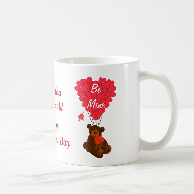 Personalisierter Teddybär-Valentinstag Kaffeetasse (Rechts)