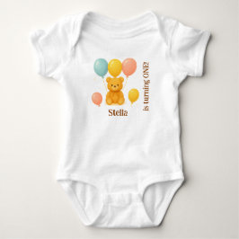 Personalisierter Teddybär zum ersten Geburtstag Baby Strampler