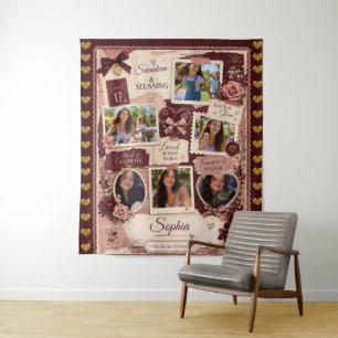 Personalisierter Teenager-Mädchen-6-Foto-Collage-G Wandteppich