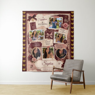 Personalisierter Teenager-Mädchen-6-Foto-Collage-G Wandteppich