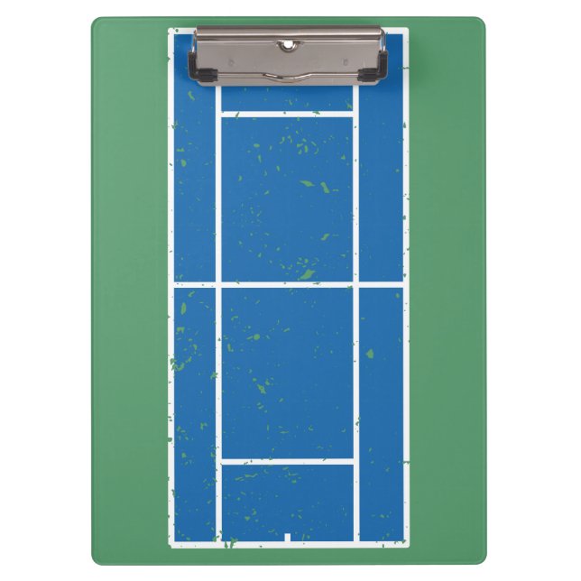Personalisierter Tennis Coach Blue & Green Klemmbrett (Vorderseite)
