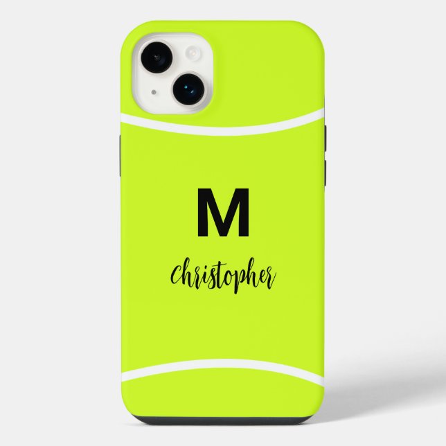 Personalisierter Tennis-Monogramm-Initial-Name iPhone 14 Plus Hülle (Rückseite)
