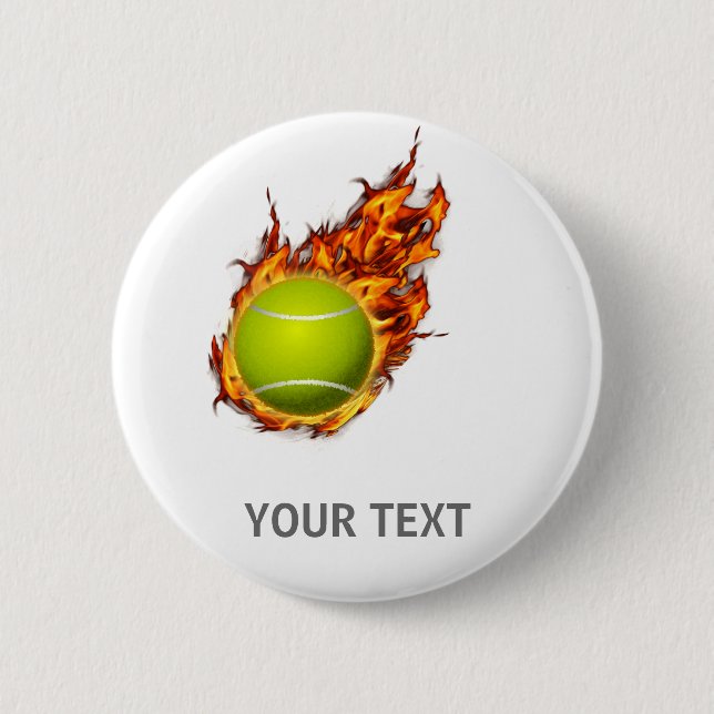 Personalisierter Tennisball auf dem Feuer Tennis T Button (Vorderseite)