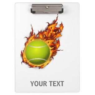 Personalisierter Tennisball auf dem Feuer Tennis T Klemmbrett