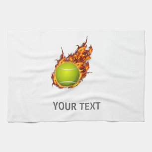 Personalisierter Tennisball auf dem Feuer Tennis T Küchentuch