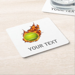 Personalisierter Tennisball auf dem Feuer Tennis T Rechteckiger Pappuntersetzer