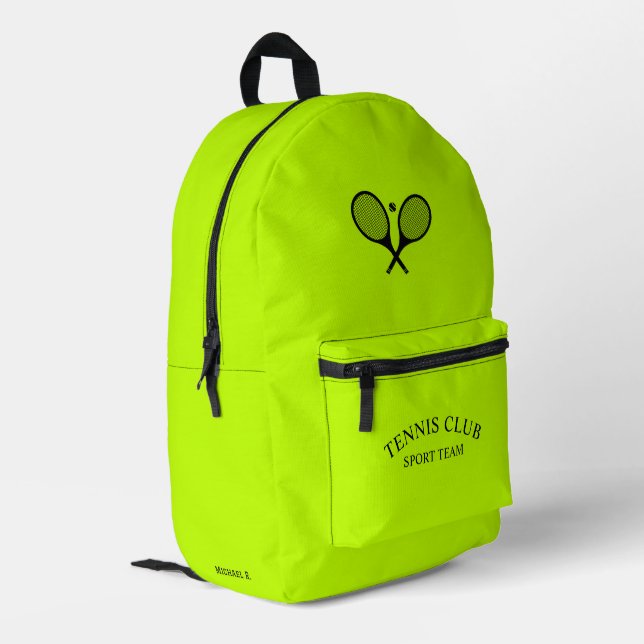 Personalisierter Tennisclub Racket Limone Farbe Bedruckter Rucksack (Rückseitige Ecke links)