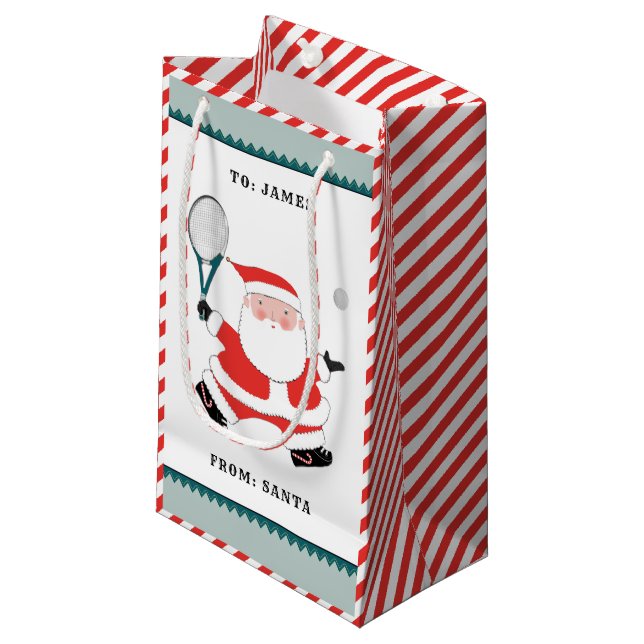 Personalisierter Tennisplatz Kleine Geschenktüte (Vorderseite Schrägansicht)