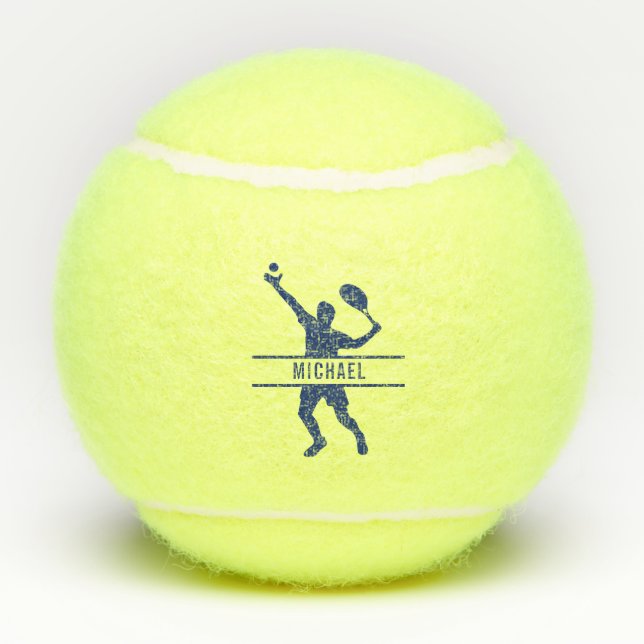 Personalisierter Tennisspieler als "Custom Blue Na Tennisbälle (Rückseite)