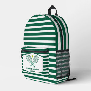 Personalisierter Tennisspieler mit grünen Streifen Bedruckter Rucksack