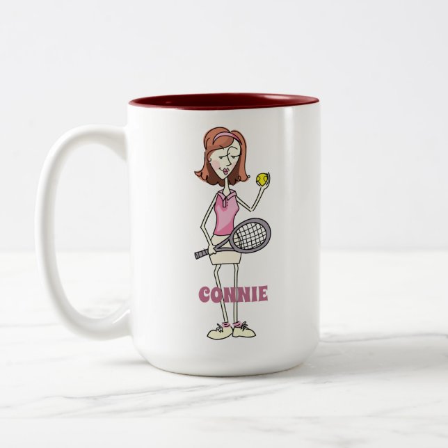 Personalisierter Tennisspieler Zweifarbige Tasse (Links)