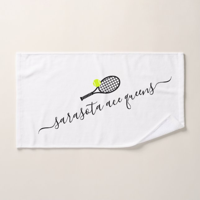 Personalisierter Tennisteam Name Elegantes Skript Handtuch (Handtuch)