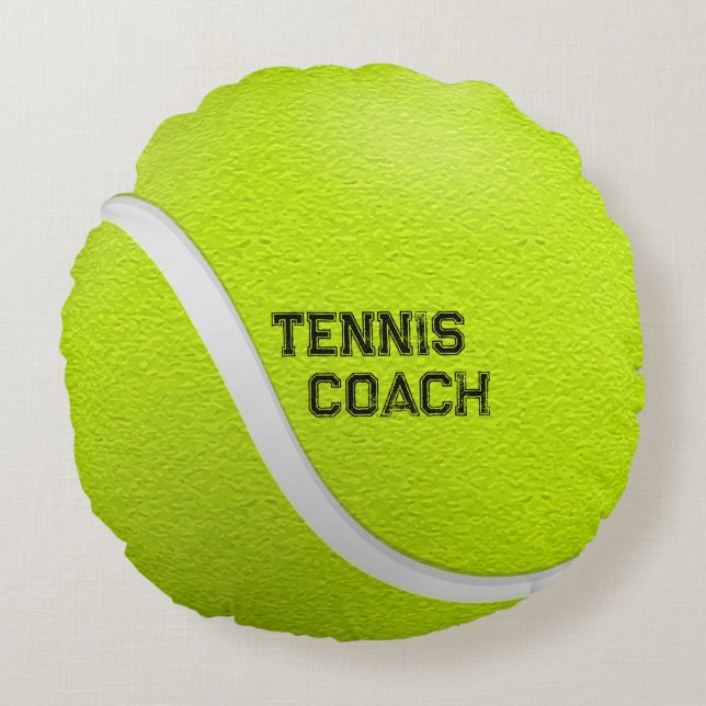 Personalisierter Tennistrainer Gelber Ball Rundes Kissen (Vorderseite)