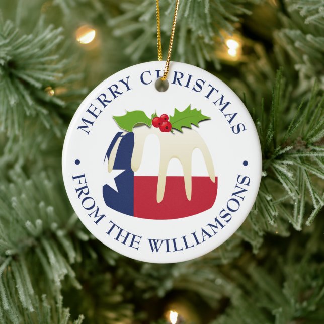 Personalisierter TEXAS-FLAGGE-WEIHNACHTSPUDDING-Ge Keramik Ornament (Baum)